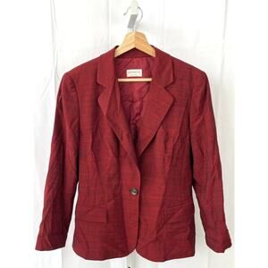VESTIMENTA ESTIMATED M Italy One Button Blazer Jacket Pure Wool Lined Red